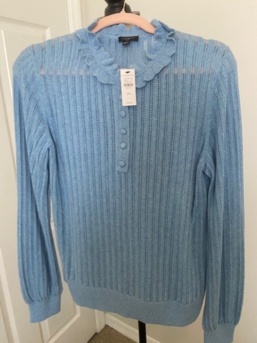 Pretty in blue - Ruffle collar sweater - Talbots, Size SP - NWT